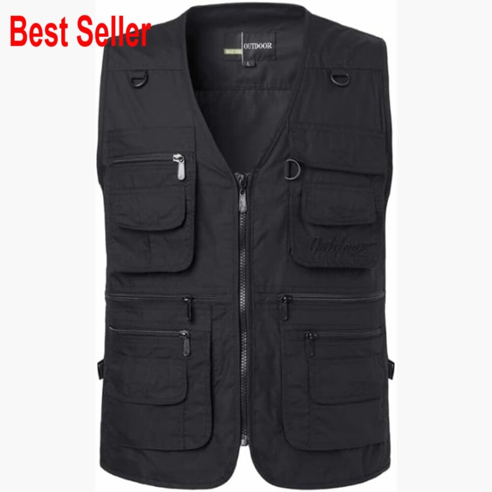 Lightweight Polyester Cotton Vest with Multi-Pockets for Outdoor Work